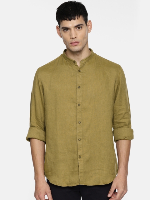 

Indian Terrain Men Khaki Linen Slim Fit Solid Casual Shirt