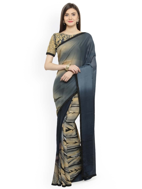 

Shaily Grey & Brown Pure Georgette Printed Saree