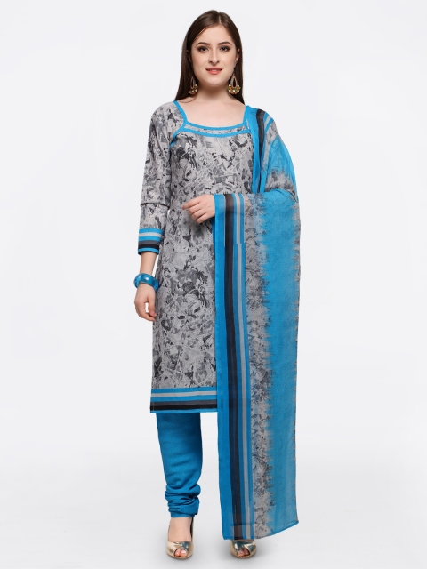

Satrani Grey & Blue Unstitched Dress Material