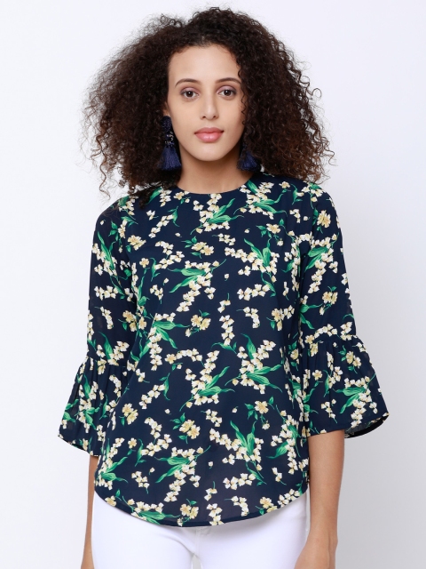 

Tokyo Talkies Women Navy Blue Printed Top