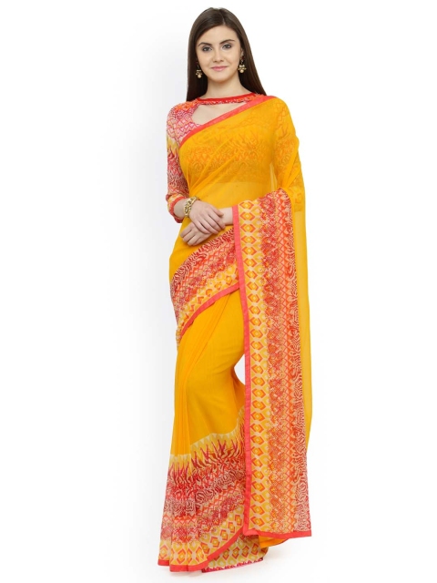 

Shaily Yellow Solid Pure Georgette Saree