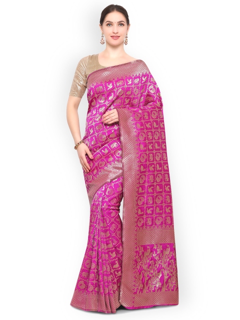 

Saree mall Pink Silk Blend Embellished Banarasi Saree