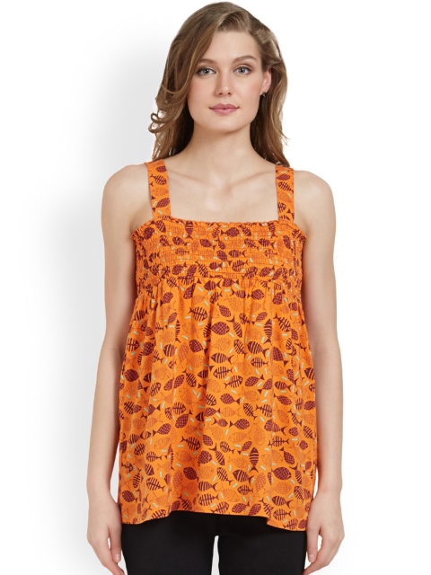 

Mystere Paris Orange Fish Printed Lounge Top