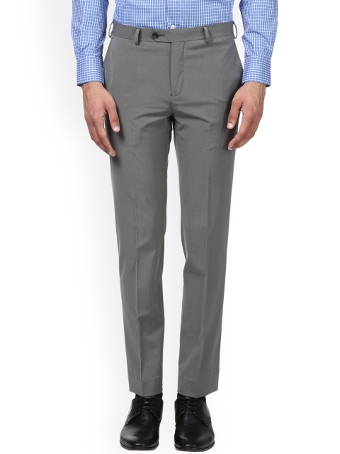 

Raymond Men Grey Slim Fit Self Design Formal Trousers
