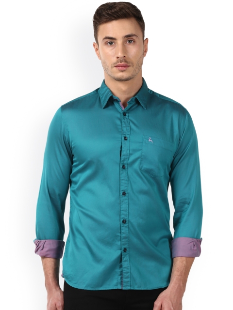 

Parx Men Teal Slim Fit Solid Casual Shirt
