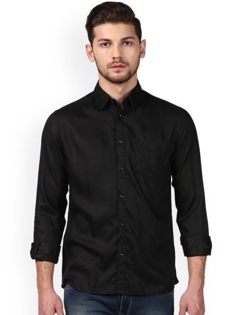 

Parx Men Black Slim Fit Solid Casual Shirt