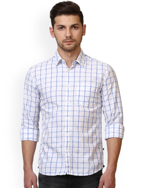 

Parx Men White & Blue Slim Fit Checked Casual Shirt