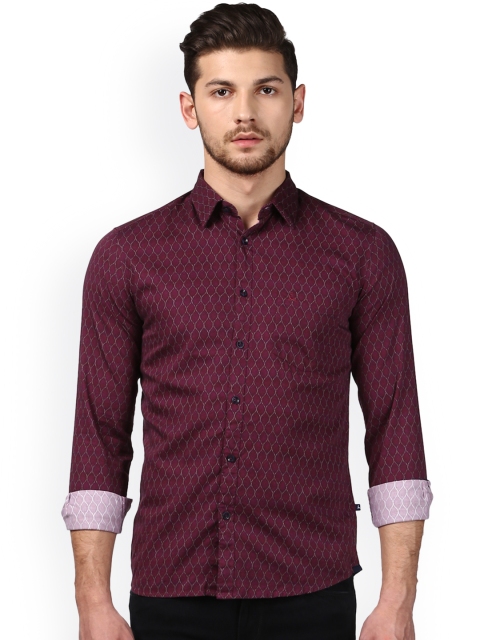 

Parx Men Maroon Slim Fit Printed Casual Shirt