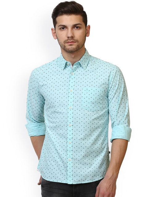 

Parx Men Sea Green Slim Fit Printed Casual Shirt