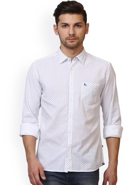 

Parx Men White & Blue Slim Fit Printed Casual Shirt
