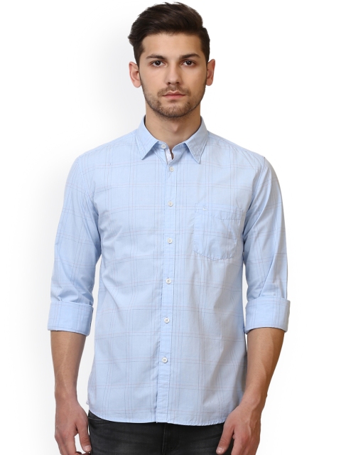 

Parx Men Blue Slim Fit Checked Casual Shirt