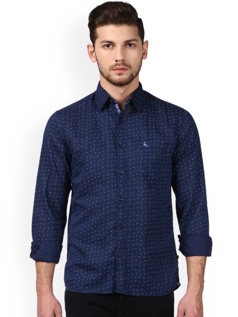 

Parx Men Blue Slim Fit Printed Casual Shirt
