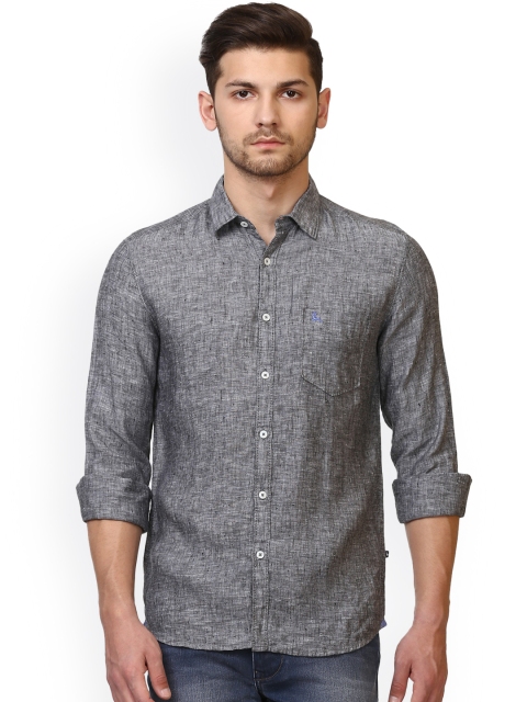 

Parx Men Grey Slim Fit Solid Linen Casual Shirt