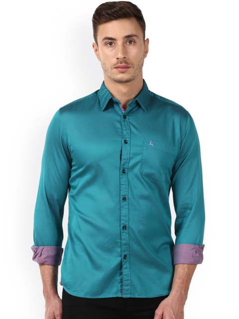 

Parx Men Teal Slim Fit Solid Casual Shirt