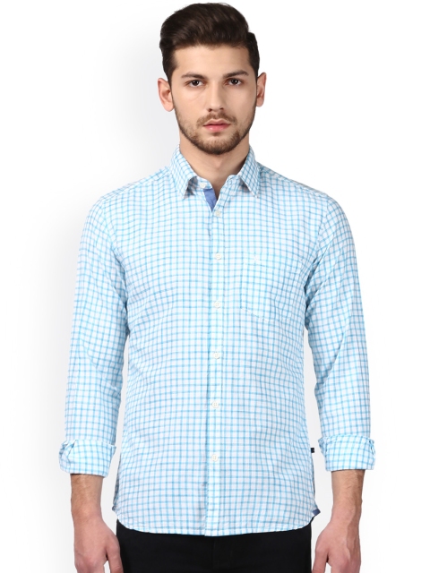 

Parx Men Blue & White Slim Fit Checked Casual Shirt