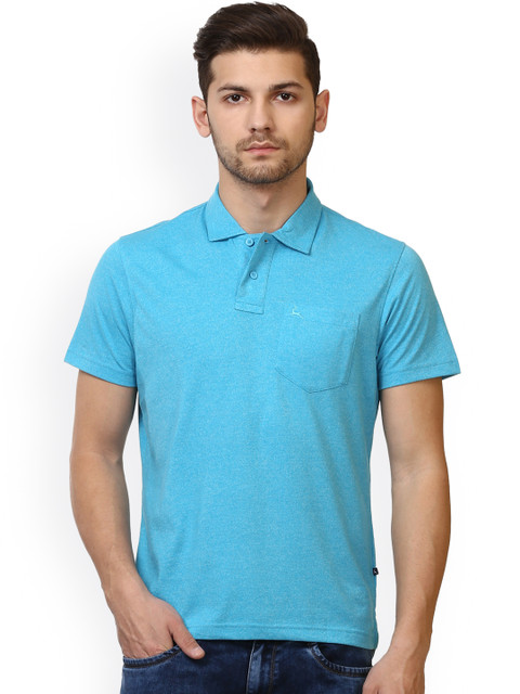

Parx Men Blue Solid Polo Collar T-shirt