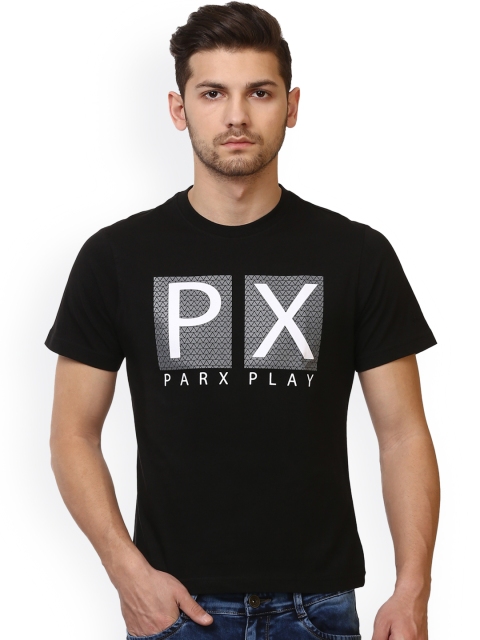

Parx Men Black Printed Round Neck T-shirt