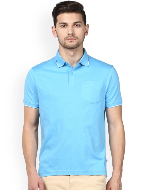 

Parx Men Blue Solid Polo Collar T-shirt
