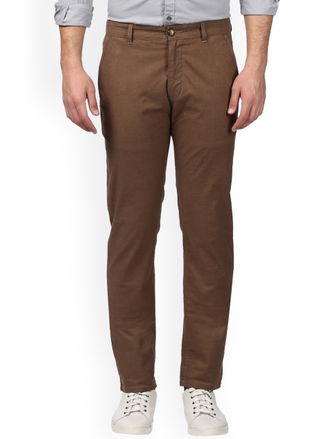 

Parx Men Brown Slim Fit Solid Regular Trousers