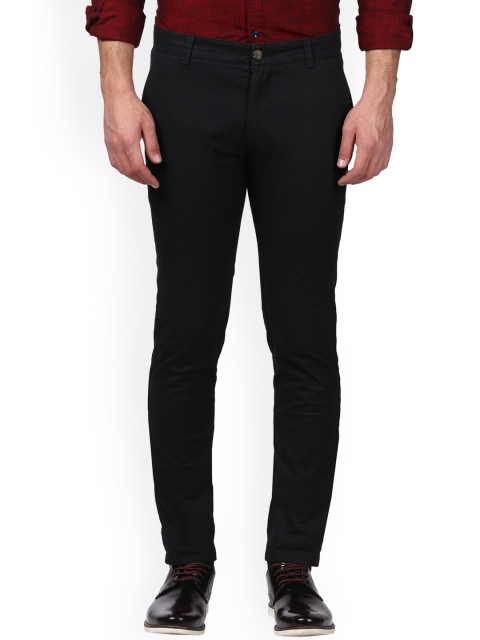 

Parx Men Black Slim Fit Printed Regular Trousers
