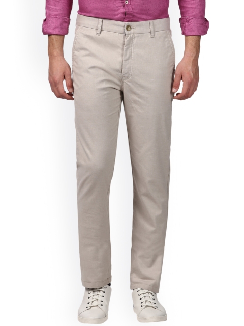 

Parx Men Cream-Coloured Slim Fit Solid Regular Trousers