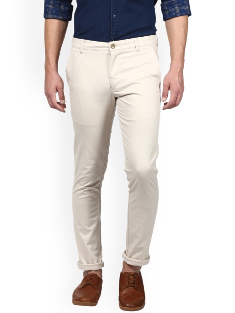

Parx Men Cream-Coloured Slim Fit Solid Regular Trousers