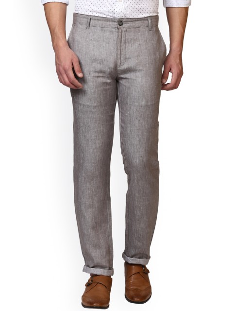 

Parx Men Grey Slim Fit Solid Regular Linen Trousers