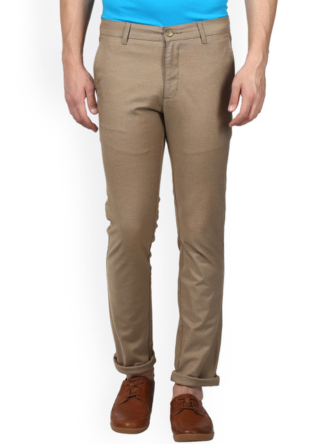 

Parx Men Brown Slim Fit Solid Regular Trousers