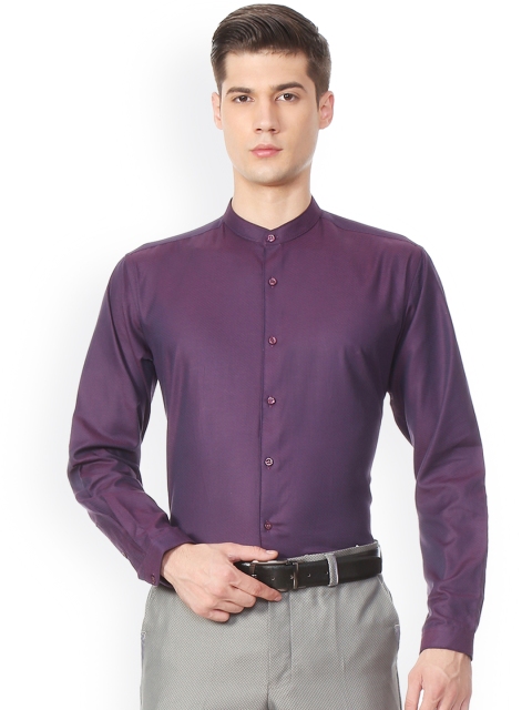 

V Dot Men Purple Slim Fit Self Design Formal Shirt
