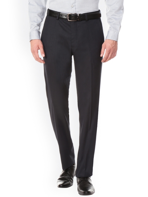 

V Dot Men Charcoal Slim Fit Solid Formal Trousers