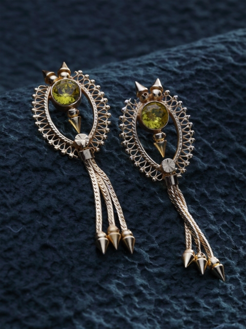 

DIVA WALK Gold-Toned & Green Contemporary Drop Earrings