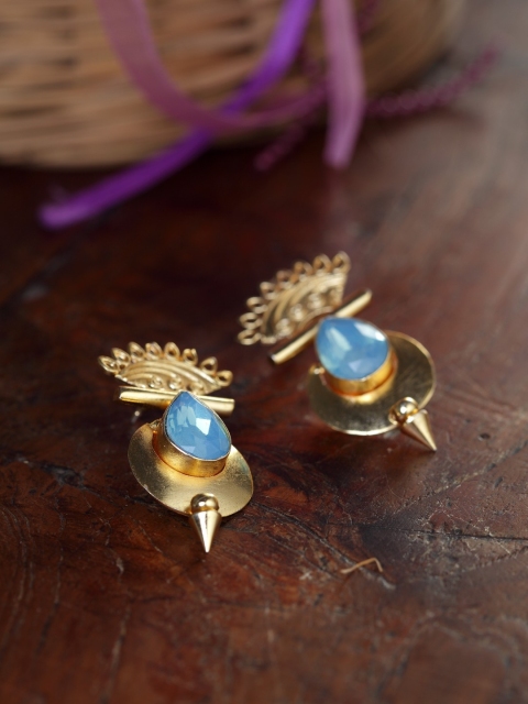 

DIVA WALK Gold-Toned & Blue Contemporary Studs