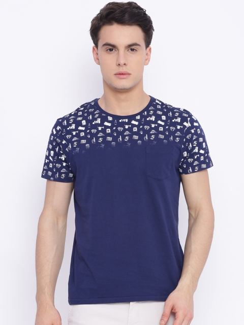 

Solly Jeans Co. Men Blue Printed Round Neck T-shirt