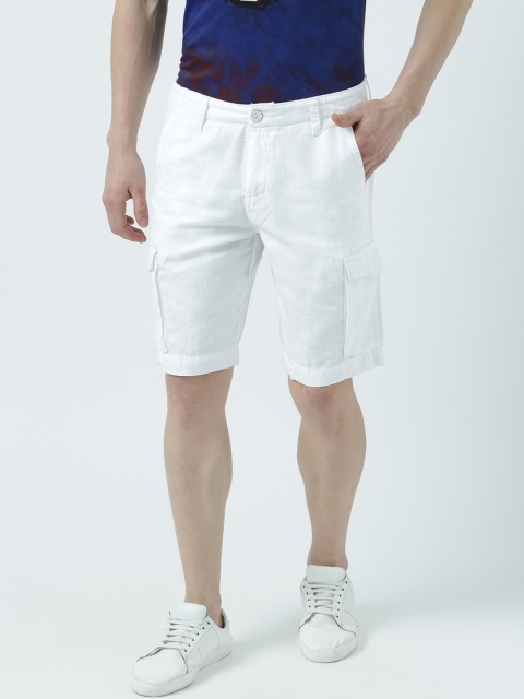 

Wear Your Mind Men White Solid Regular Fit Cargo Shorts