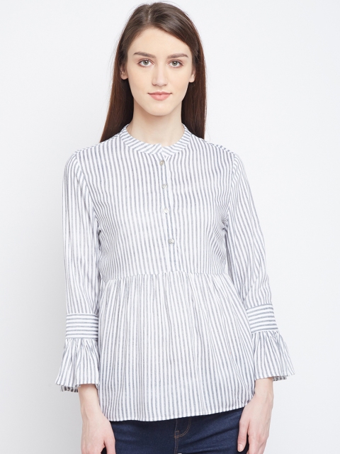 

PANIT Women Grey Printed Peplum Top