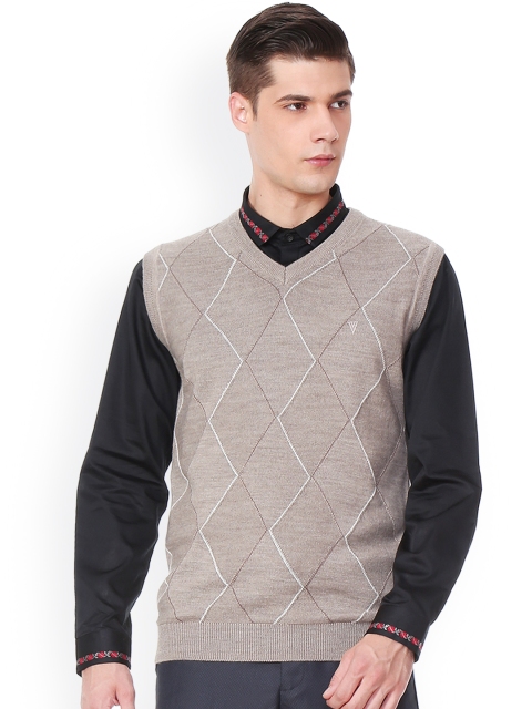 

Van Heusen Men Beige Self Design Sweater Vest