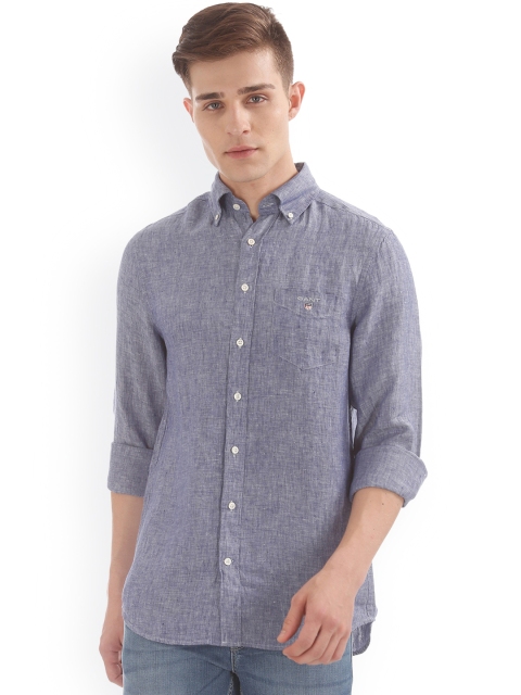 

GANT Men Linen Blue Regular Fit Solid Casual Shirt