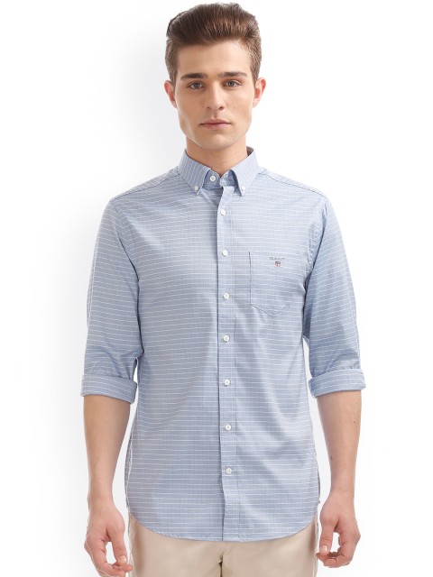 

GANT Men Blue Classic Regular Fit Checked Casual Shirt