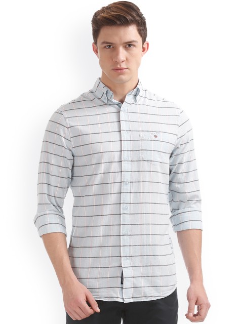 

GANT Men Blue Classic Regular Fit Checked Casual Shirt