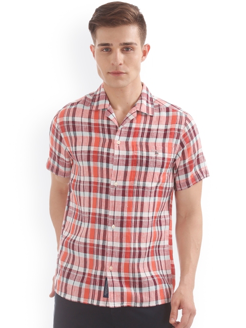 

GANT Men Coral Regular Fit Checked Linen Casual Shirt