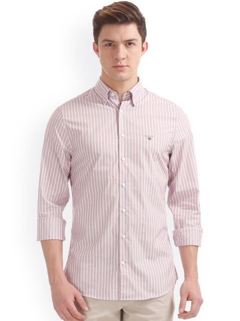 

GANT Men Red & Grey Slim Fit Striped Casual Shirt