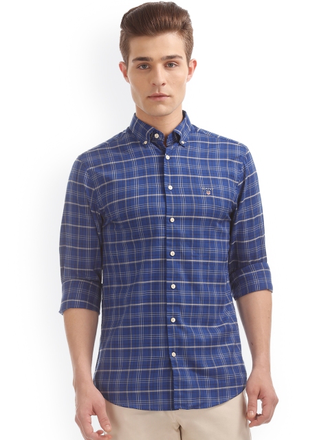 

GANT Men Blue Classic Regular Fit Checked Casual Shirt