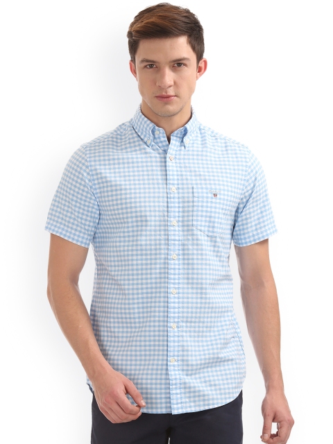 

GANT Men Blue Regular Fit Checked Casual Shirt