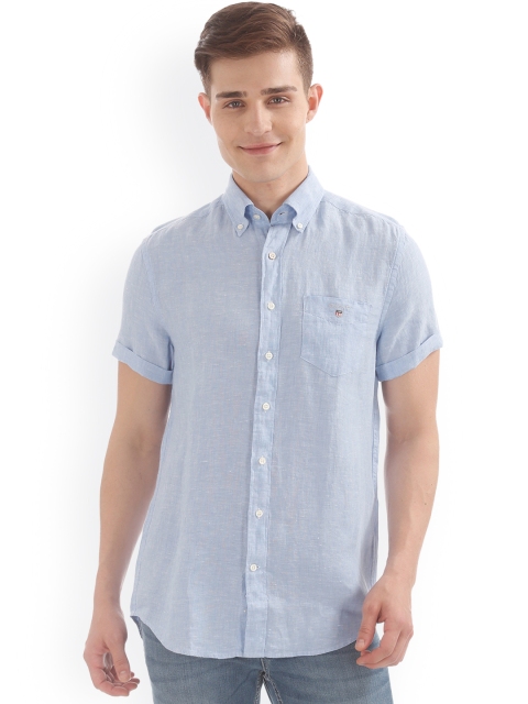 

GANT Men Blue Regular Fit Solid Linen Casual Shirt