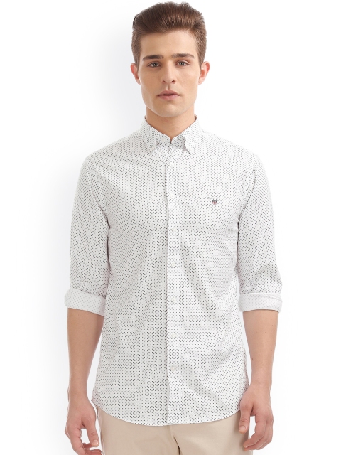 

GANT Men White Regular Fit Printed Casual Shirt