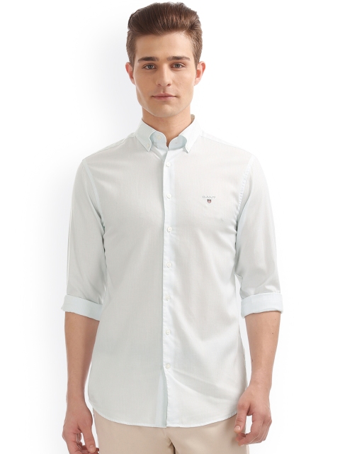 

GANT Men Blue & Off-White Classic Regular Fit Striped Casual Shirt