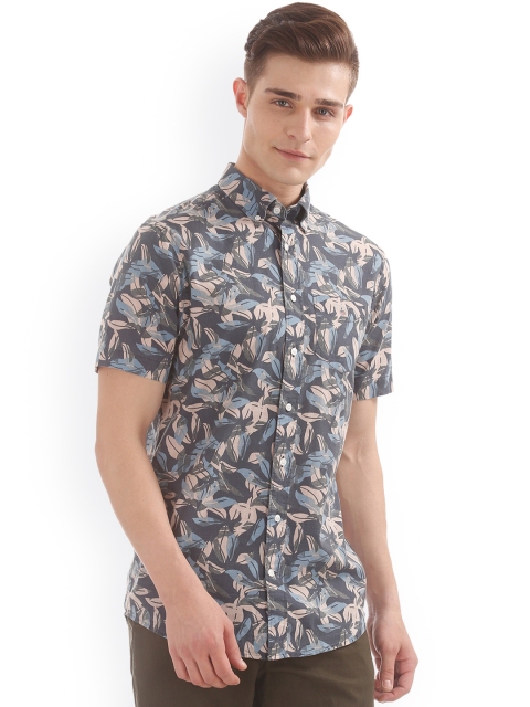 

GANT Men Blue & Charcoal Regular Fit Printed Casual Shirt