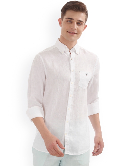 

GANT Men Linen White Regular Fit Solid Casual Shirt