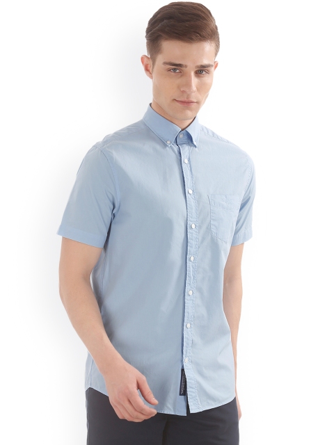 

GANT Men Blue Solid Casual Shirt