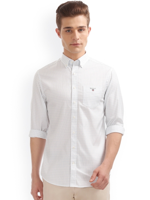 

GANT Men White Classic Regular Fit Checked Casual Shirt